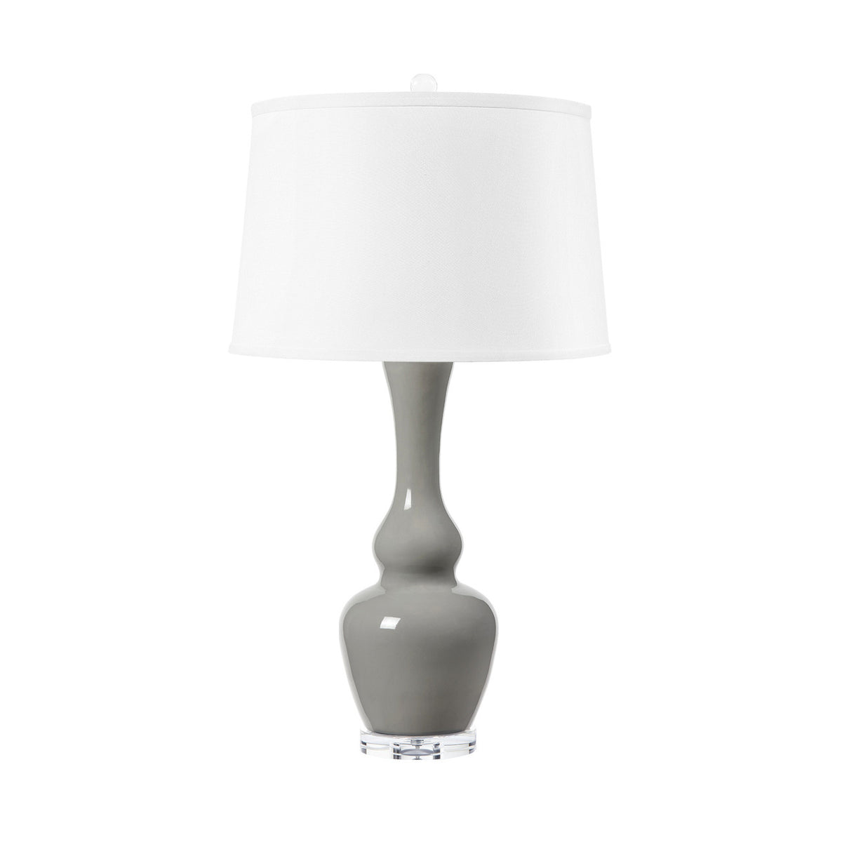 Villa & House Ansonia Lamp with Shade 17-inch White Linen, with Nickel, Graphite Glow
