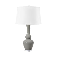 Villa & House Ansonia Lamp with Shade 17-inch White Linen, with Nickel, Graphite Glow
