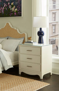 Villa & House Astrid Lamp with Shade 17-inch White Linen, with Nickel, Nocturne Blue