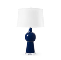 Villa & House Astrid Lamp with Shade 17-inch White Linen, with Nickel, Nocturne Blue