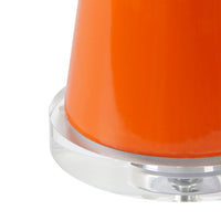 Villa & House Astrid Lamp with Shade 17-inch White Linen, with Nickel, Carnelian Orange