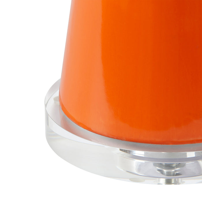 Villa & House Astrid Lamp with Shade 17-inch White Linen, with Nickel, Carnelian Orange