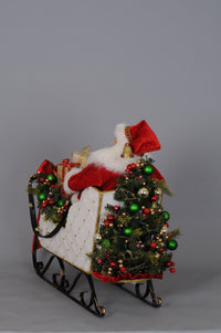 Karen Didion Lighted White Sled Santa