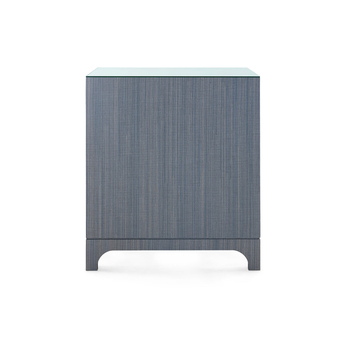 Villa & House Barrett 3-Drawer Side Table with Glass Top, Denim Mist
