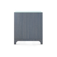 Villa & House Barrett 3-Drawer Side Table with Glass Top, Denim Mist