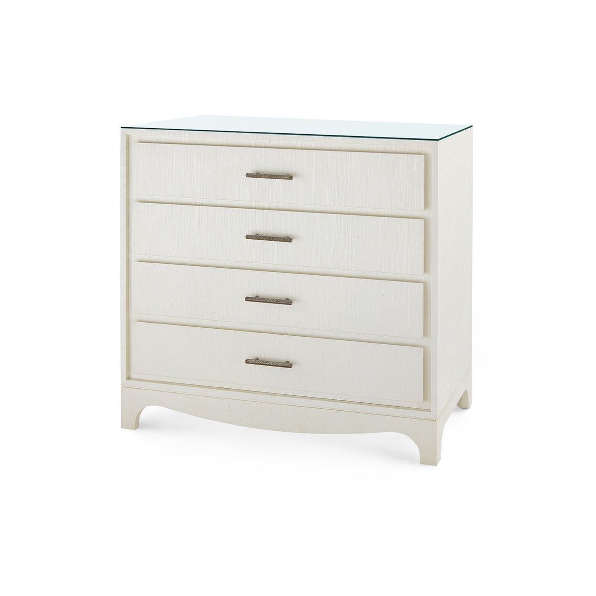 Villa & House Barrett Large 4-Drawer with Glass Top, Sand White