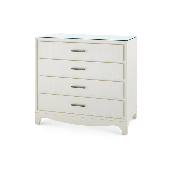 Villa & House Barrett Large 4-Drawer with Glass Top, Sand White