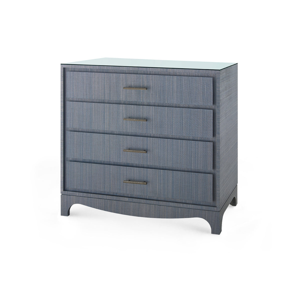 Villa & House Barrett Large 4-Drawer with Glass Top, Denim Mist