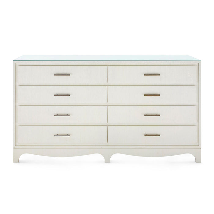 Villa & House Barrett Extra Large 8-Drawer with Glass Top, Sand White