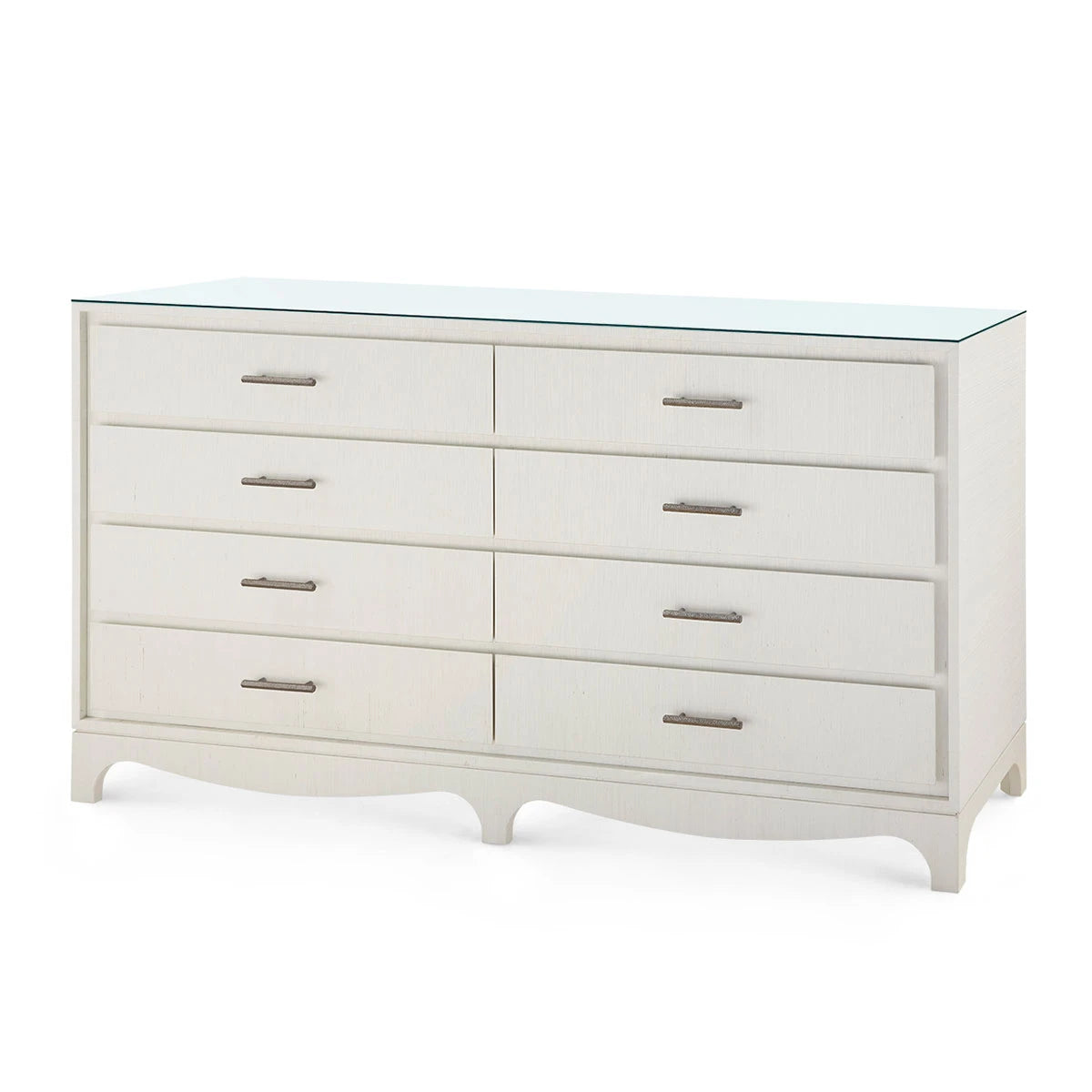 Villa & House Barrett Extra Large 8-Drawer with Glass Top, Sand White