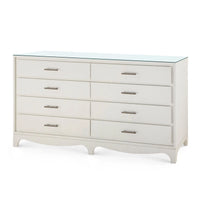 Villa & House Barrett Extra Large 8-Drawer with Glass Top, Sand White
