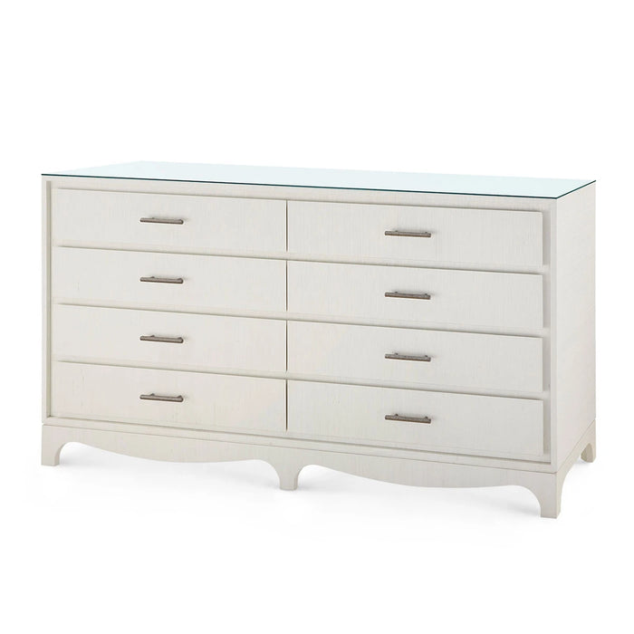 Villa & House Barrett Extra Large 8-Drawer with Glass Top, Sand White