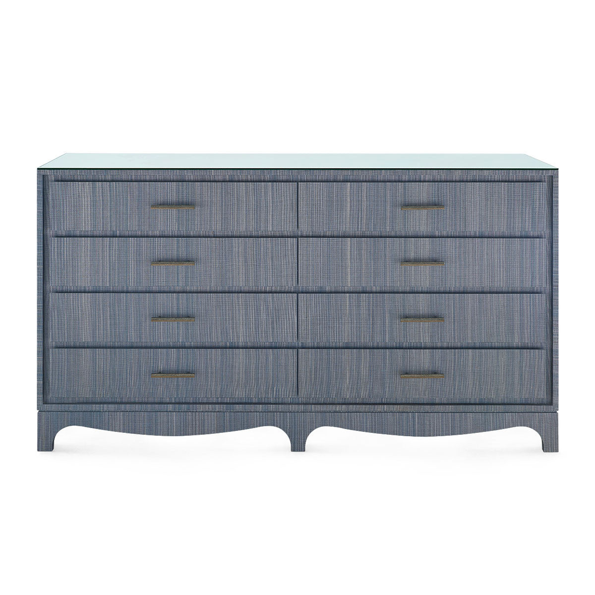 Villa & House Barrett Extra Large 8-Drawer with Glass Top, Denim Mist