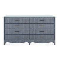 Villa & House Barrett Extra Large 8-Drawer with Glass Top, Denim Mist