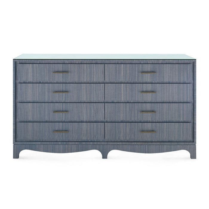 Villa & House Barrett Extra Large 8-Drawer with Glass Top, Denim Mist
