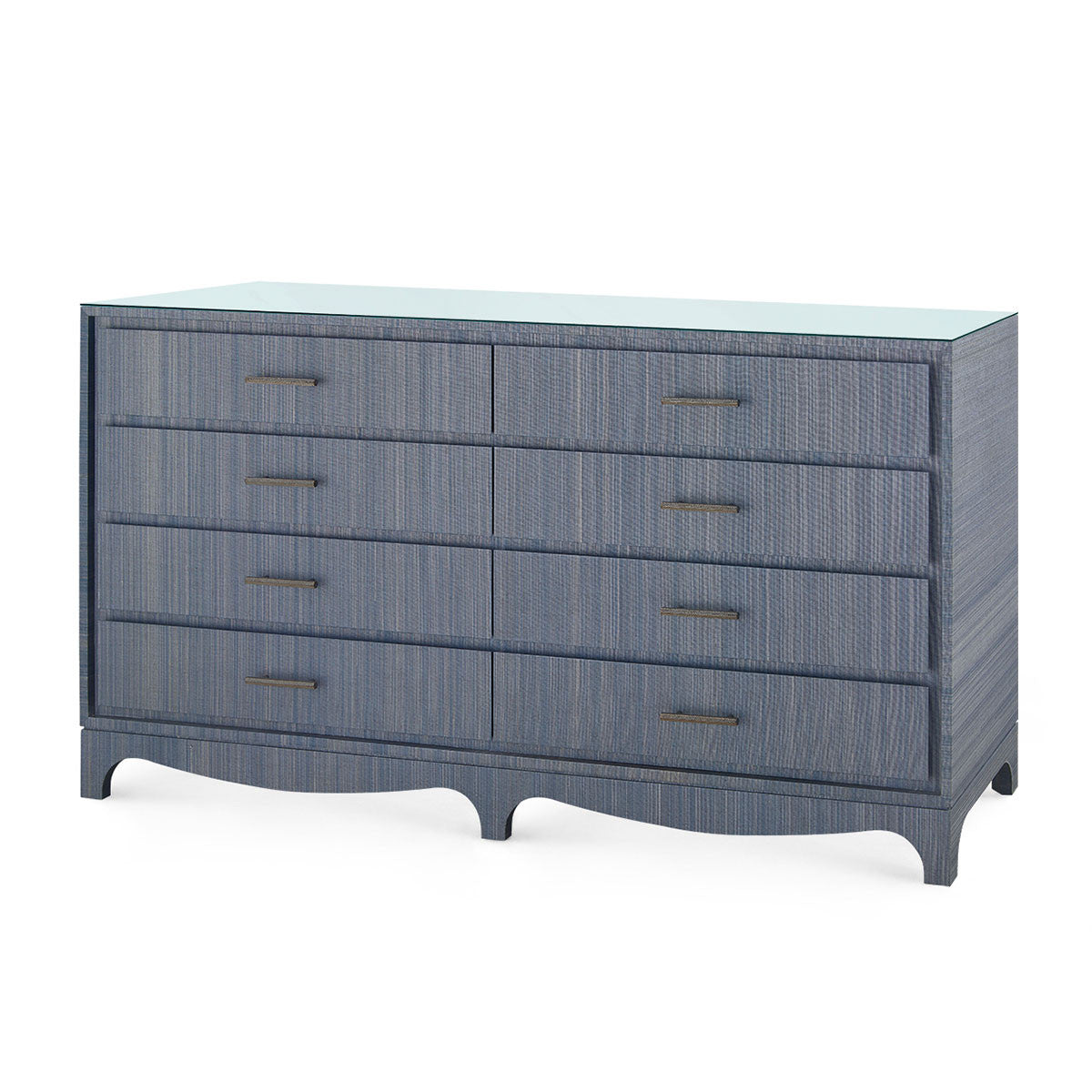 Villa & House Barrett Extra Large 8-Drawer with Glass Top, Denim Mist