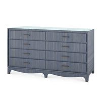 Villa & House Barrett Extra Large 8-Drawer with Glass Top, Denim Mist