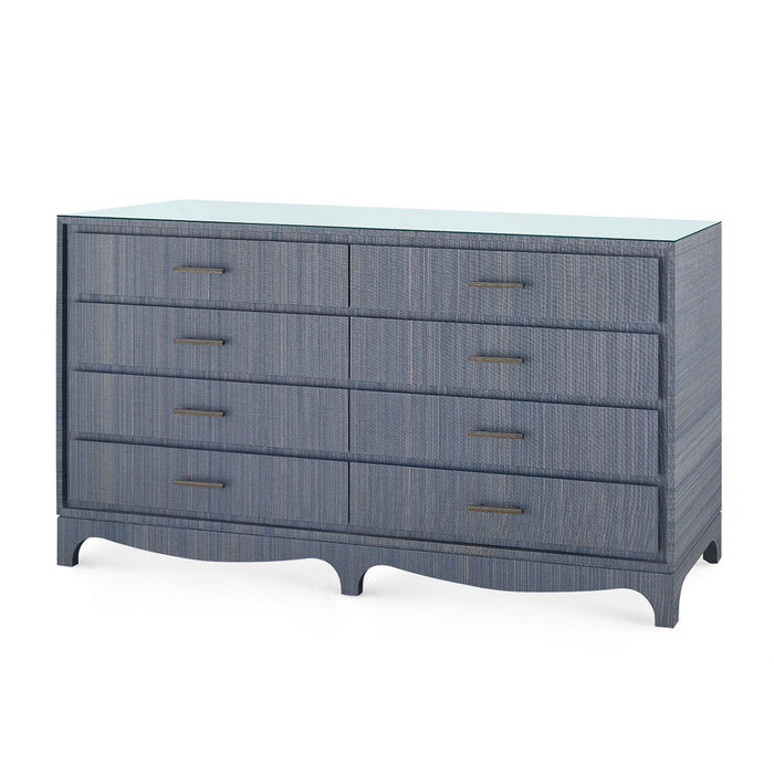 Villa & House Barrett Extra Large 8-Drawer with Glass Top, Denim Mist