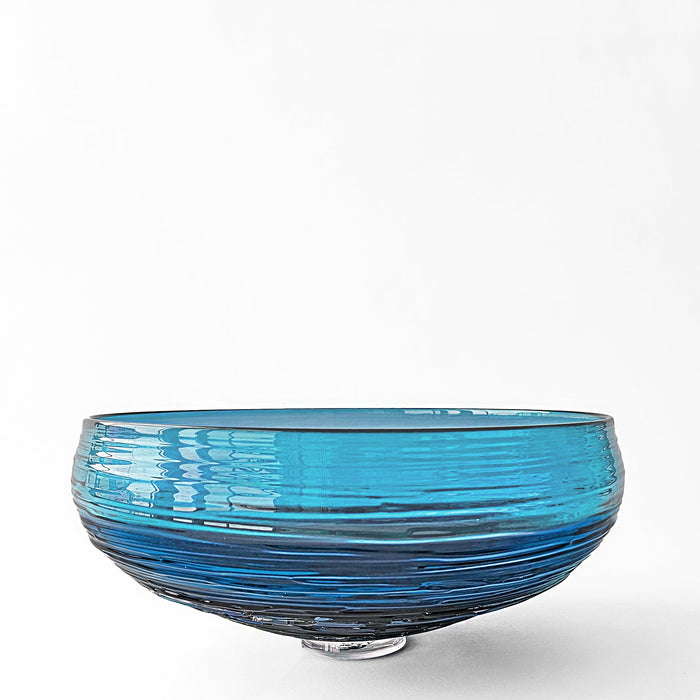 Blue Murano glass bowl on a white background