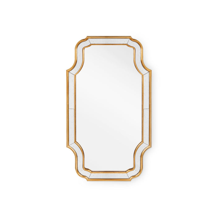 Decorative mirror with gold frame on a white background