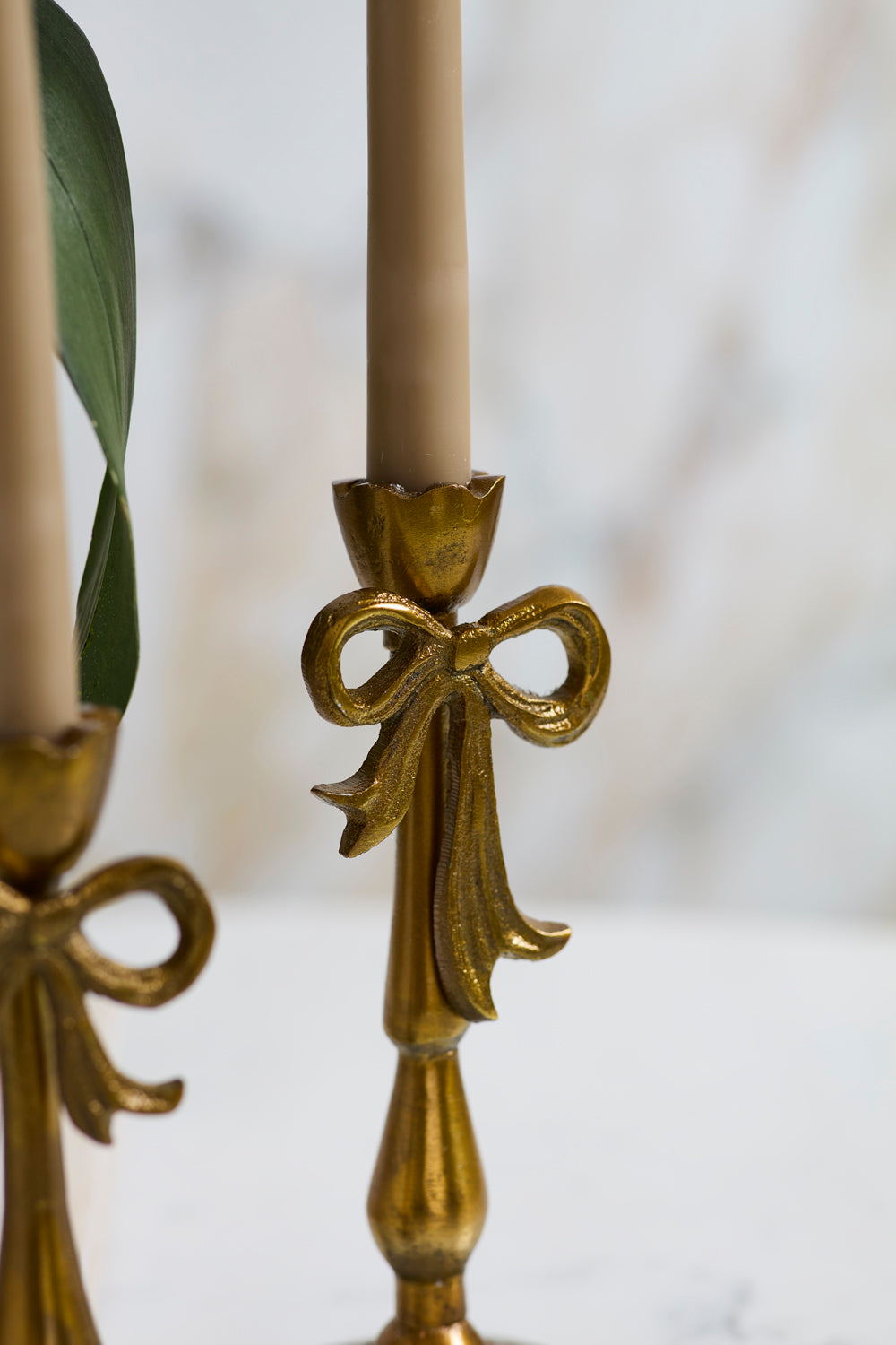 Design Shop Bowtied Candleholder 3"x 7.75", Set of 2