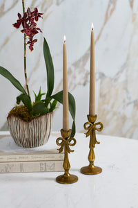 Design Shop Bowtied Candleholder 3"x 7.75", Set of 2