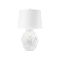 Villa & House Bracque Lamp with Shade 17-inch White Linen, with Nickel, Cool White