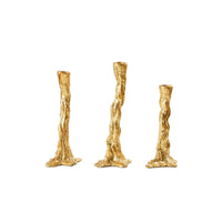 Villa & House Branch Set of 3 Candlesticks, Gold Leaf