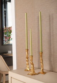 Villa & House Branch Set of 3 Candlesticks, Gold Leaf