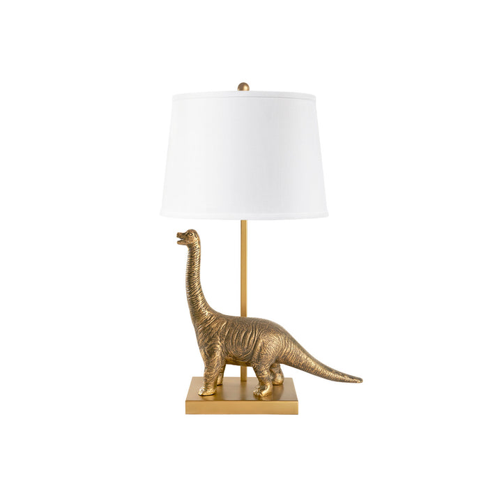 Villa & House Bruno Lamp with Shade 14-inch White Linen, with Nickel, Antique Brass