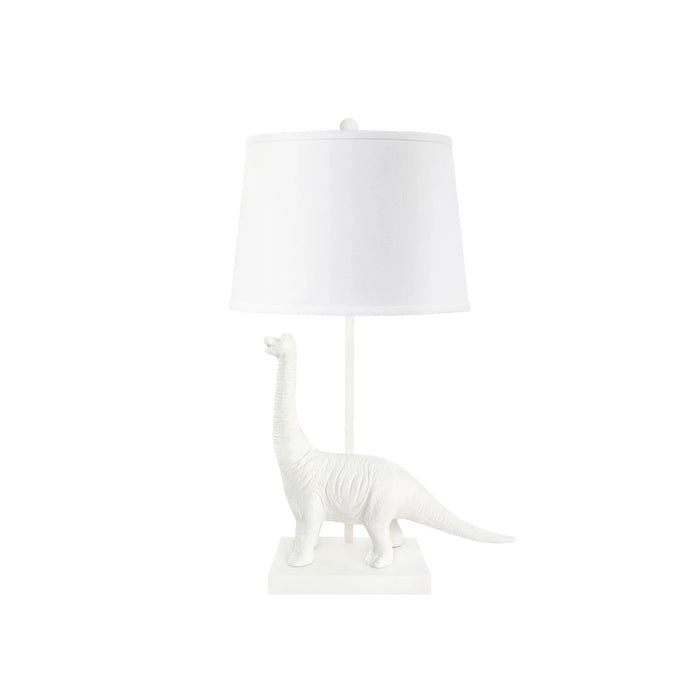 Villa & House Bruno Lamp with Shade 14-inch White Linen, with Nickel, Plaster White