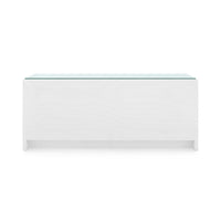 Villa & House Bryant Linen Extra Wide Large 6-Drawer with Glass Top, Chiffon White