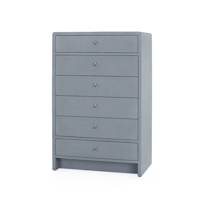 Villa & House Bryant Tall 6-Drawer with Glass Top, Winter Gray