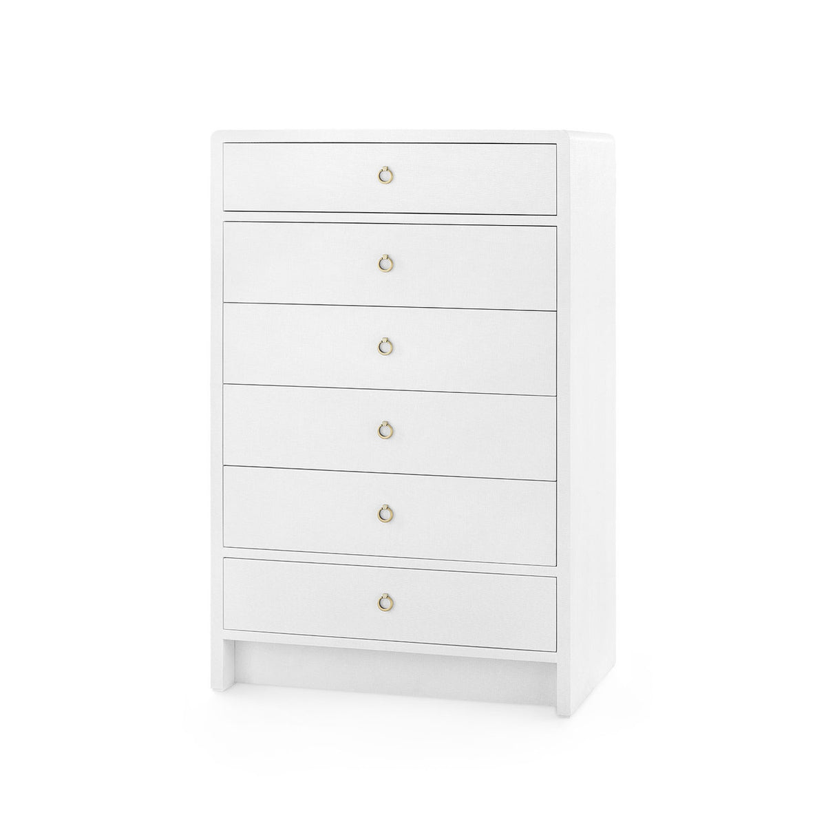 Villa & House Bryant Tall 6-Drawer with Glass Top, Chiffon White