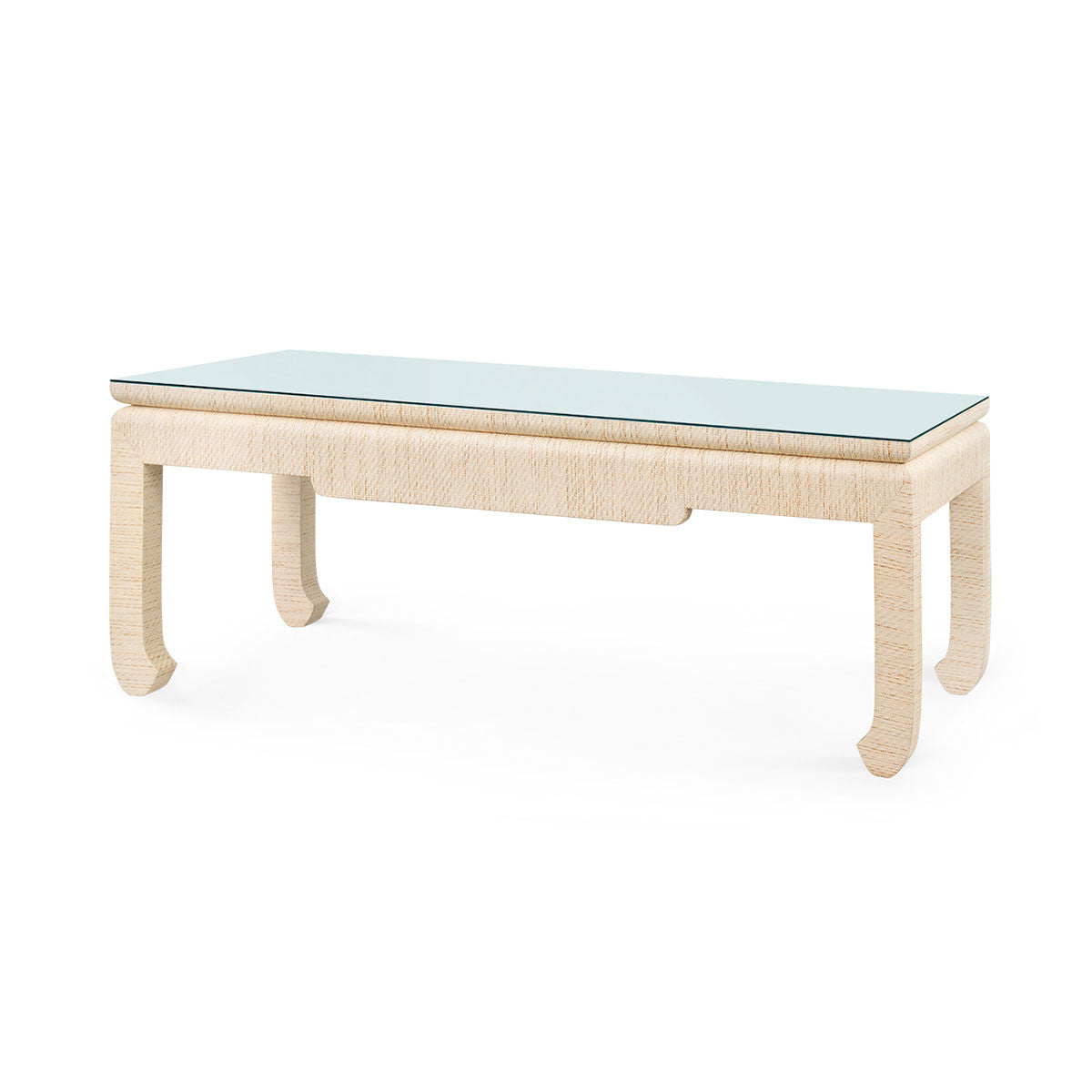 Villa & House Bethany Coffee Table with Glass Top, Natural Twill