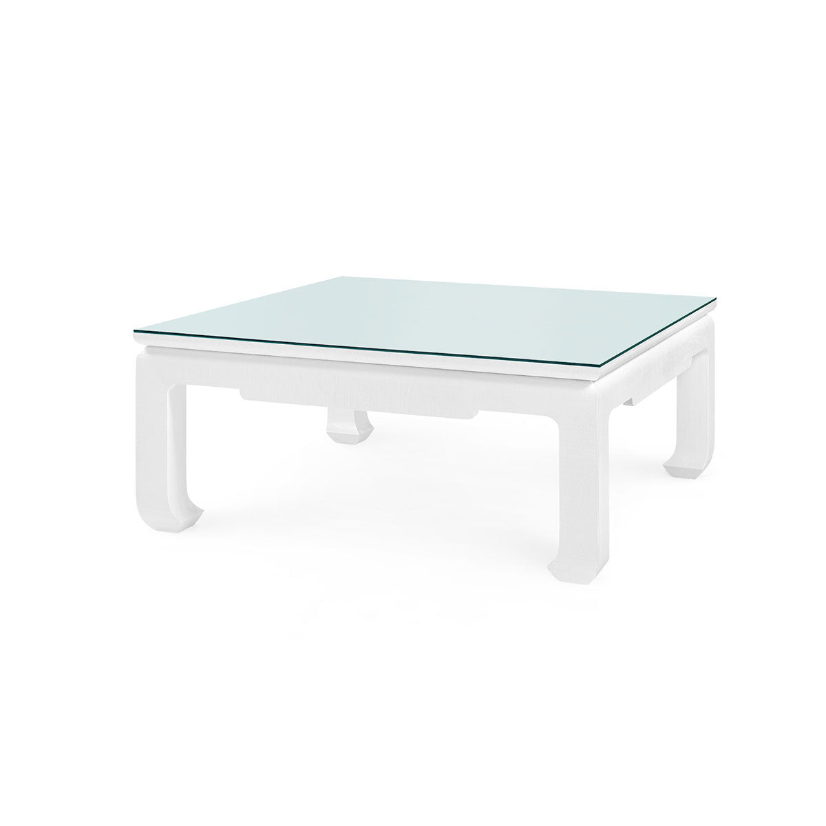 Villa & House Bethany Large Square Coffee Table with Glass Top, Vanilla