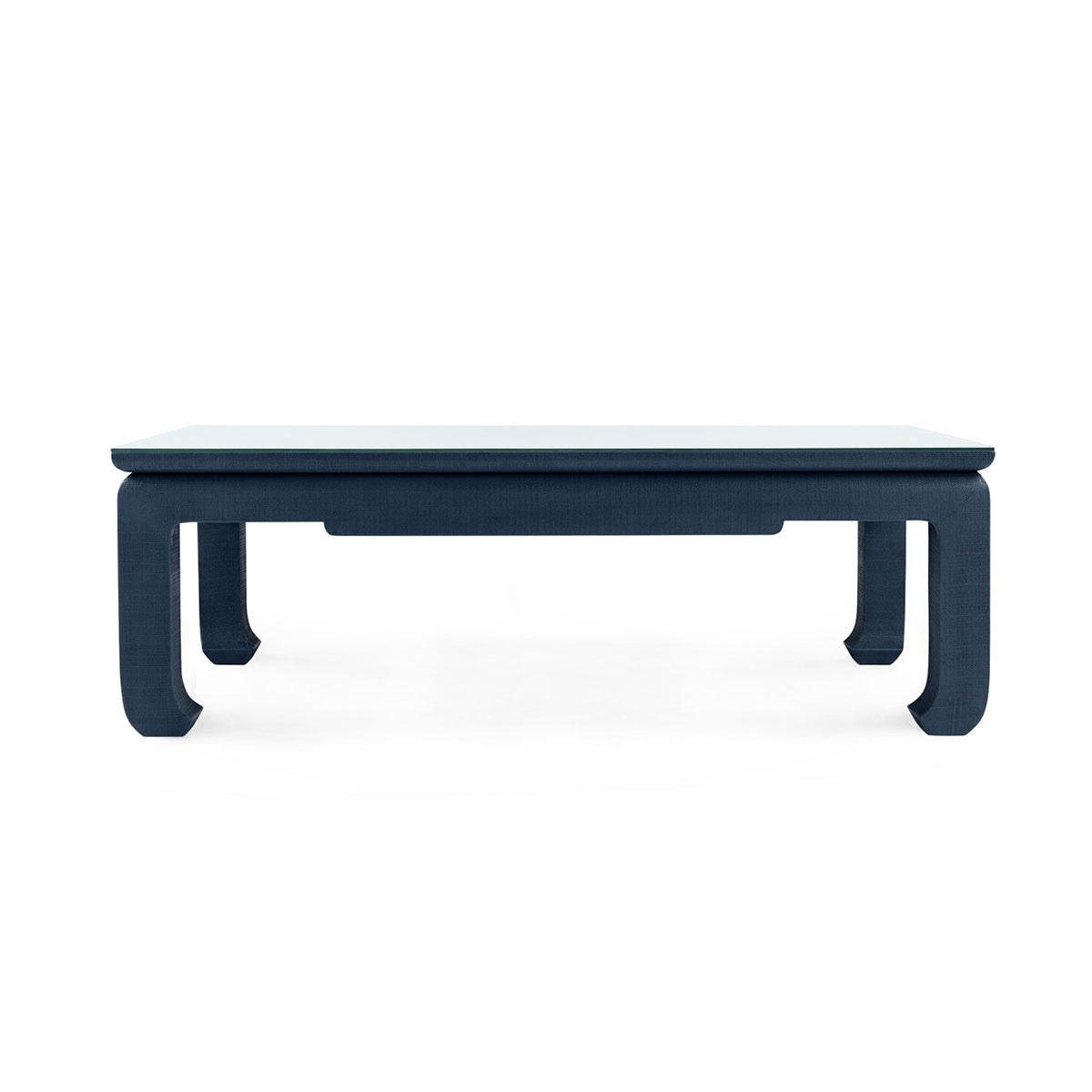 Villa & House Bethany Large Rectangular Coffee Table with Glass Top, Storm Blue