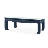 Villa & House Bethany Large Rectangular Coffee Table with Glass Top, Storm Blue