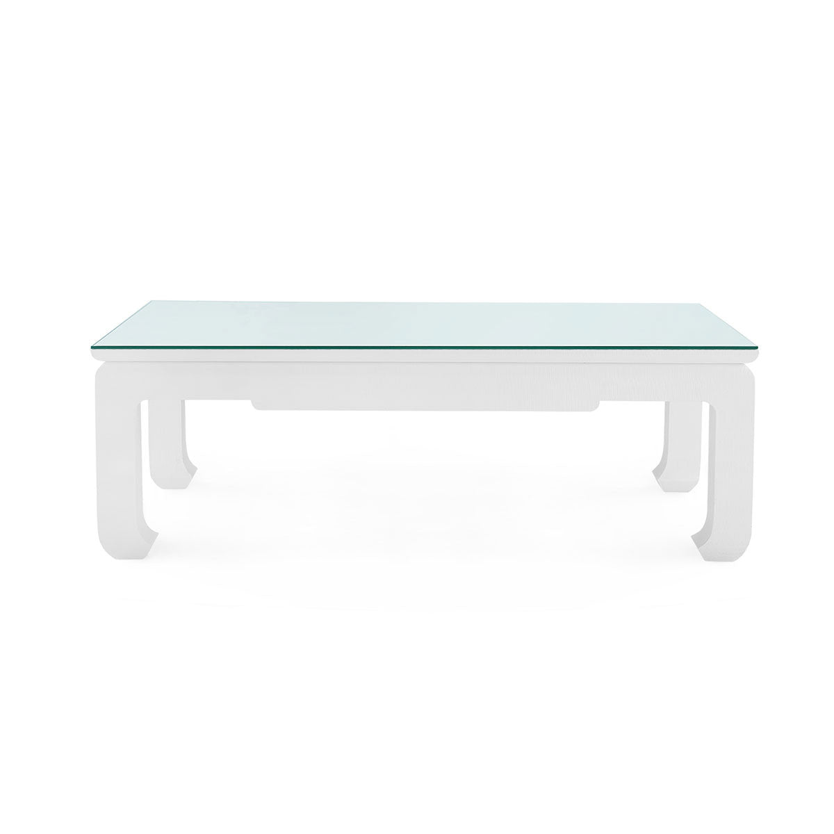 Villa & House Bethany Large Rectangular Coffee Table with Glass Top, Vanilla