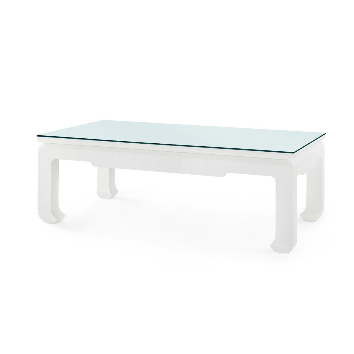 Villa & House Bethany Large Rectangular Coffee Table with Glass Top, Vanilla