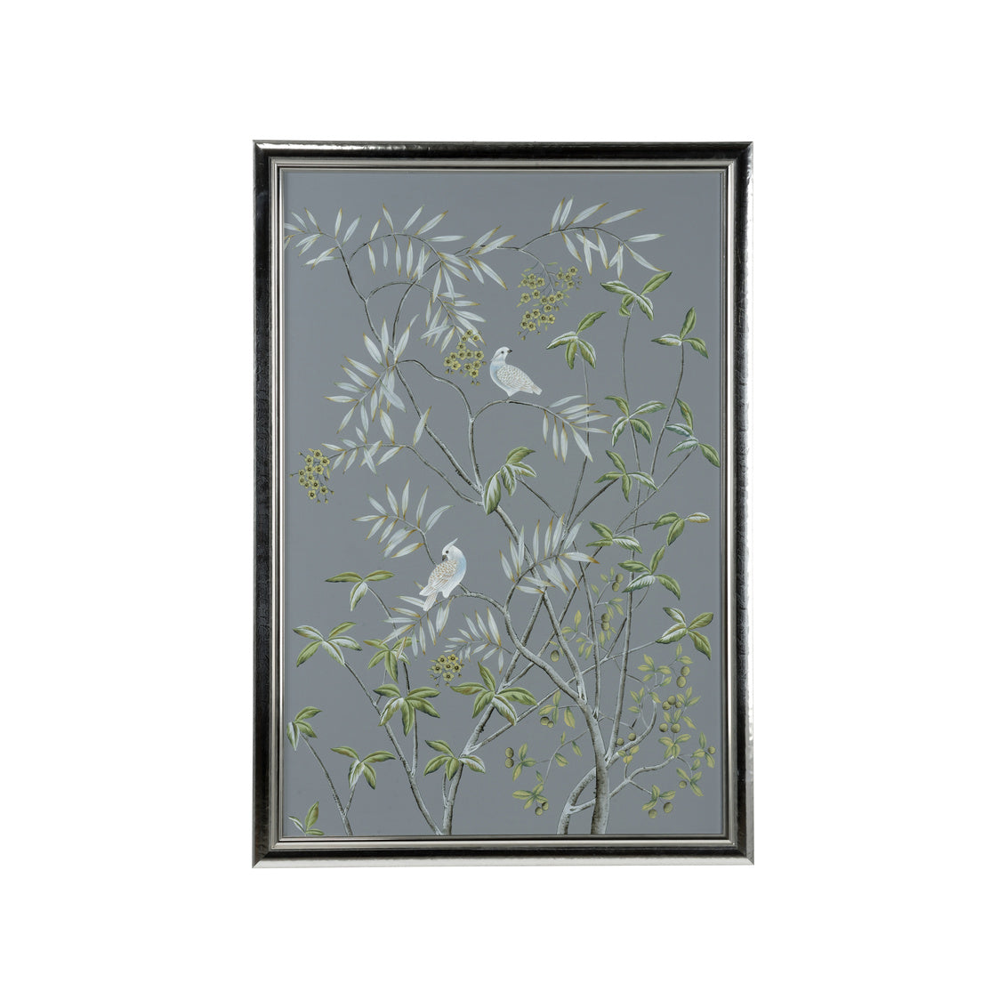 Chelsea House Buckhead Panel in Silver- Cockatoo: MADE TO ORDER