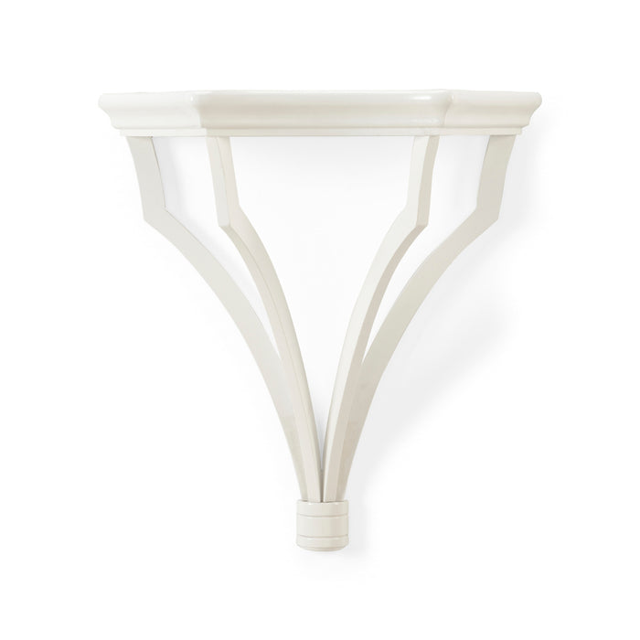White wall sconce with a decorative design on a white background