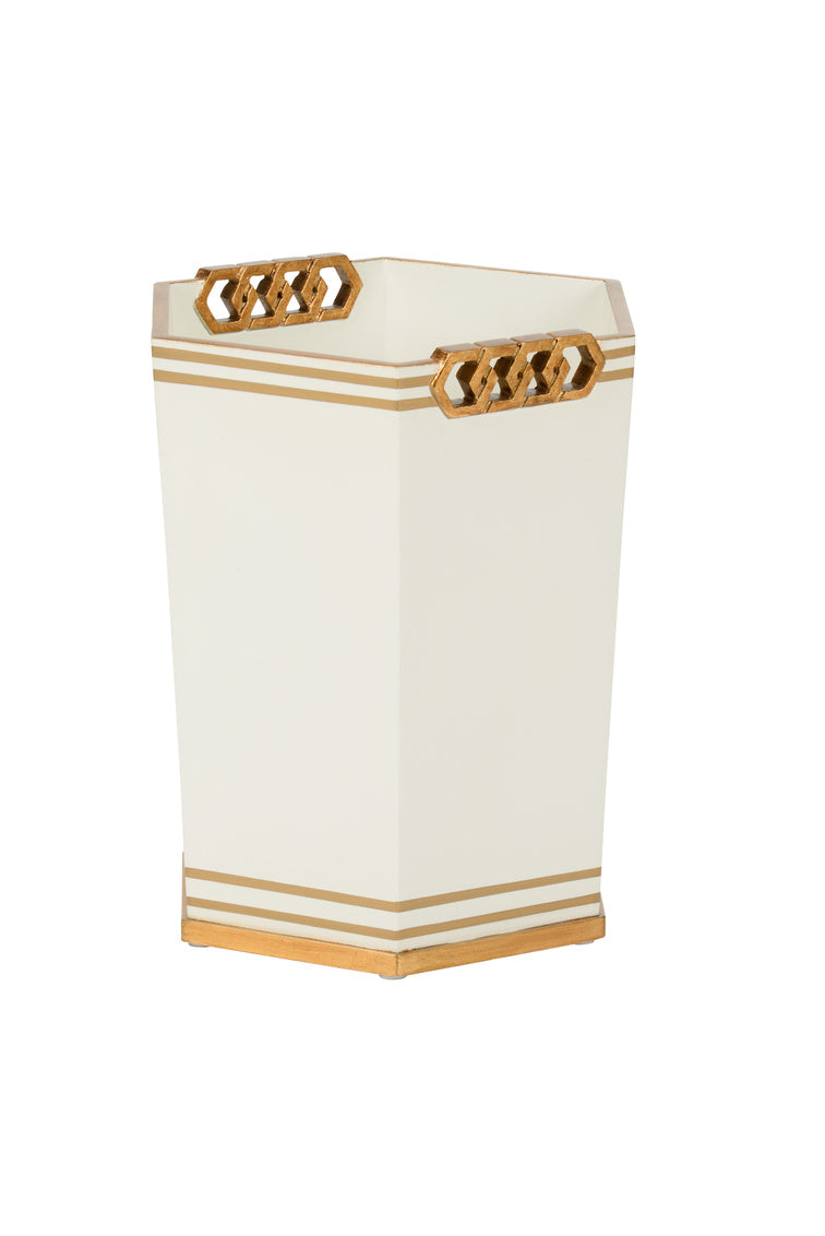 Chelsea House Oliver Wastebasket - White/Gold