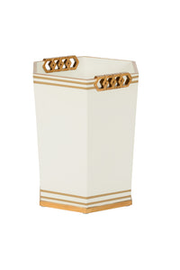 Chelsea House Oliver Wastebasket - White/Gold
