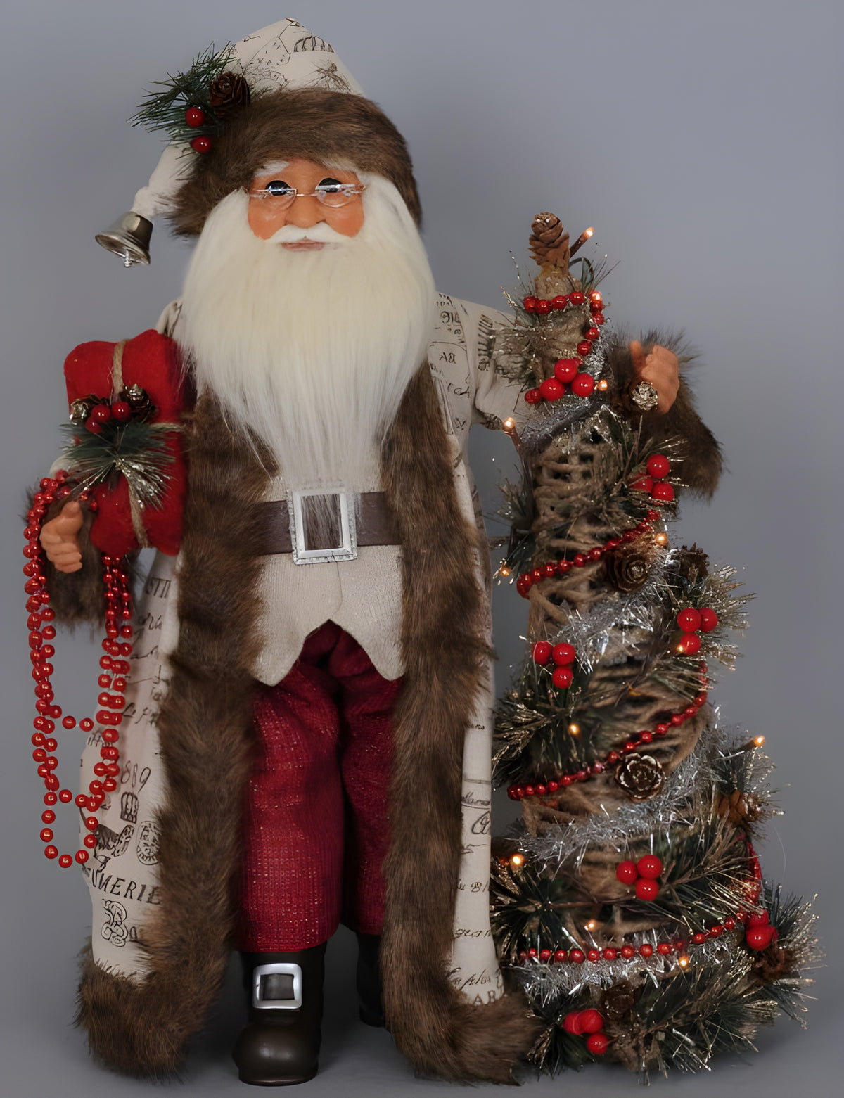 Karen Didion Lighted Woodland Elegance Santa