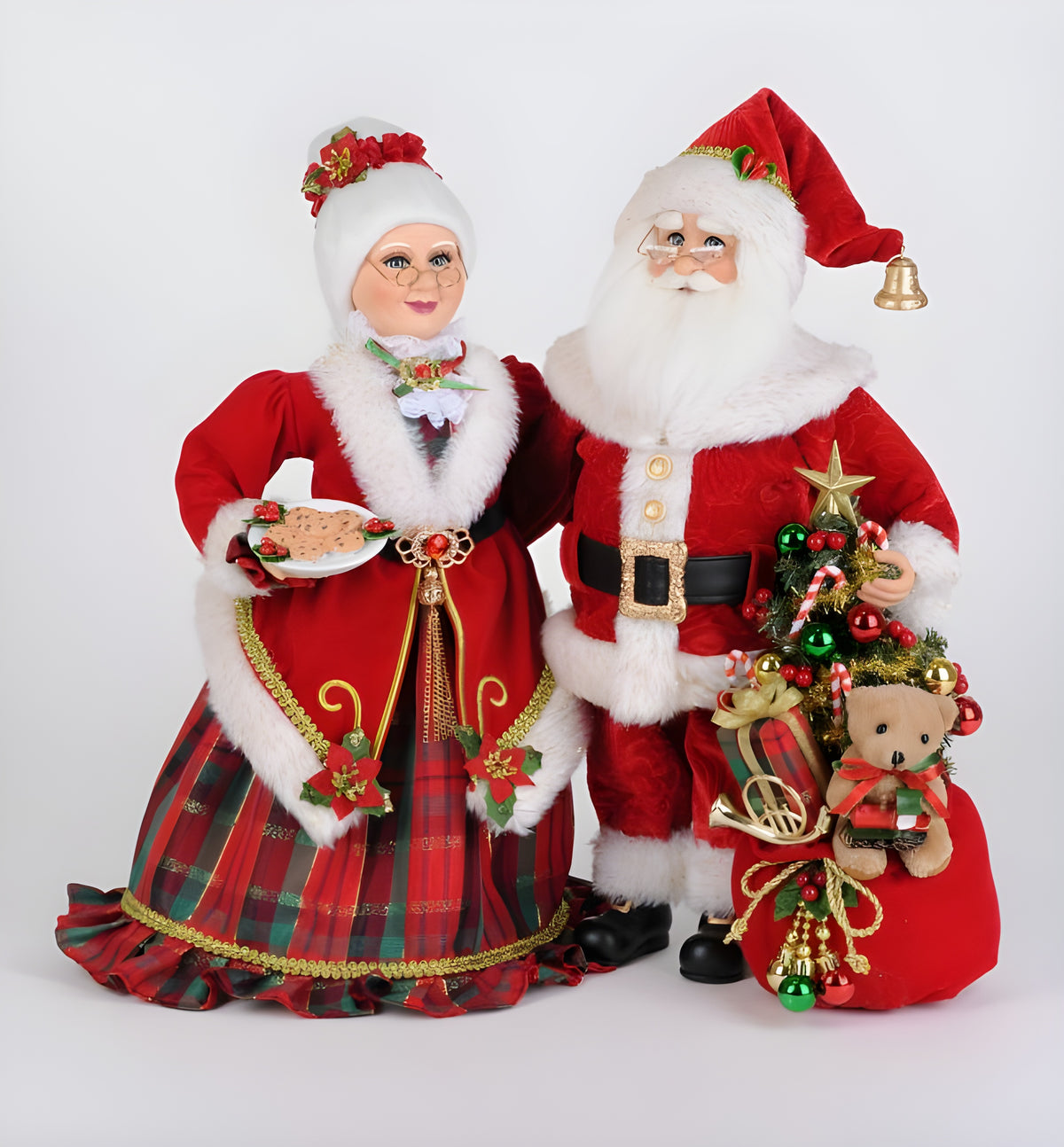 Karen Didion Lighted Santa & Mrs. Claus Bearing Gifts Set
