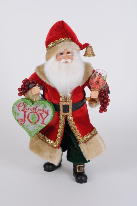 Karen Didion Lighted Christmas Joy Wine Santa