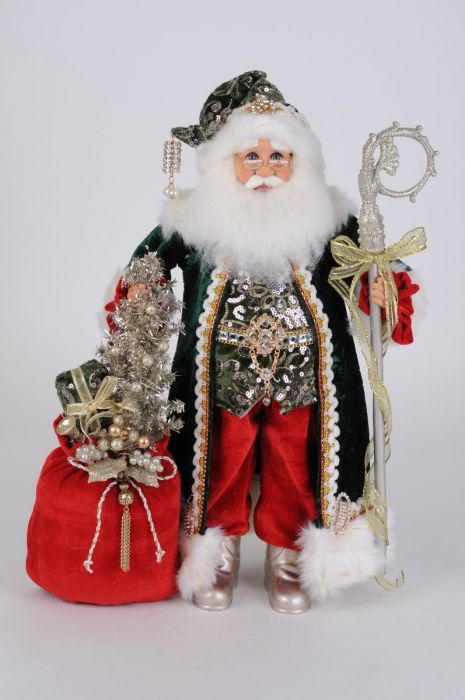 Karen Didion Lighted Sparkling Emerald Santa