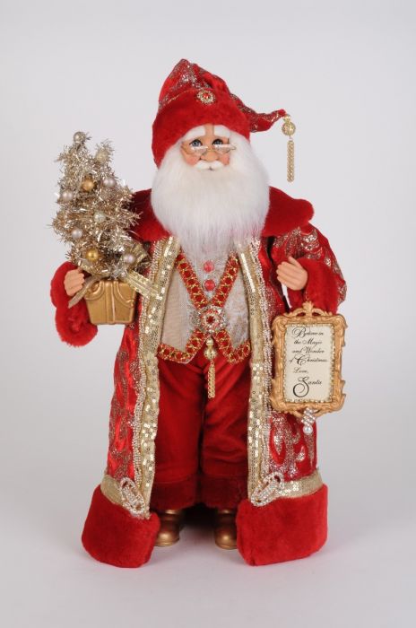 Karen Didion Lighted Scarlet Jeweled Santa