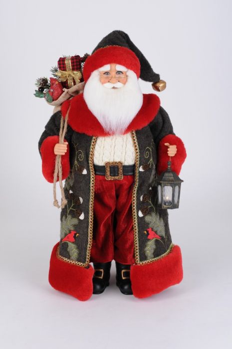 Karen Didion Lighted Cardinal Woodland Santa